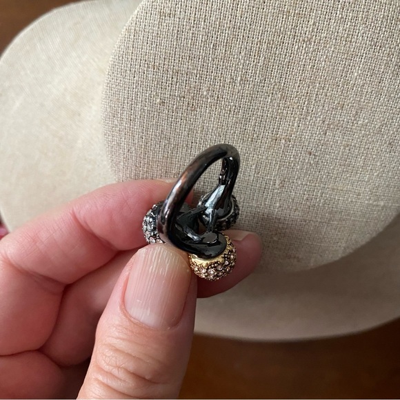 🩷 Vintage Stella and Dot Soirée Rhinestone Gunmetal Cocktail Ring 💍 Coquette - Picture 8 of 9